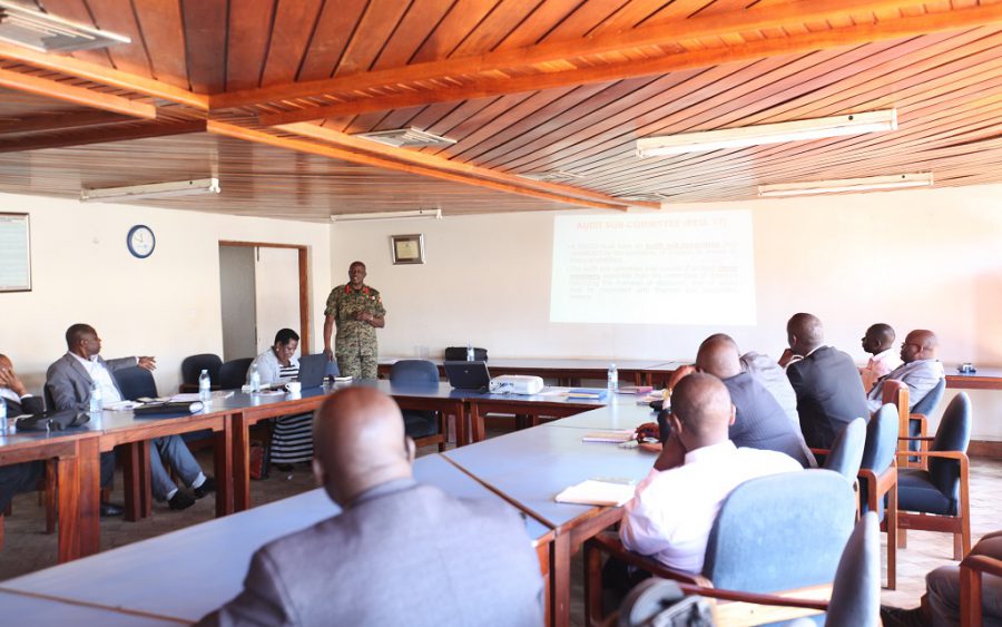 CEO Wazalendo Sacco Brig Simon Ocan presenting on Implications of the amended MDI Bill. Image